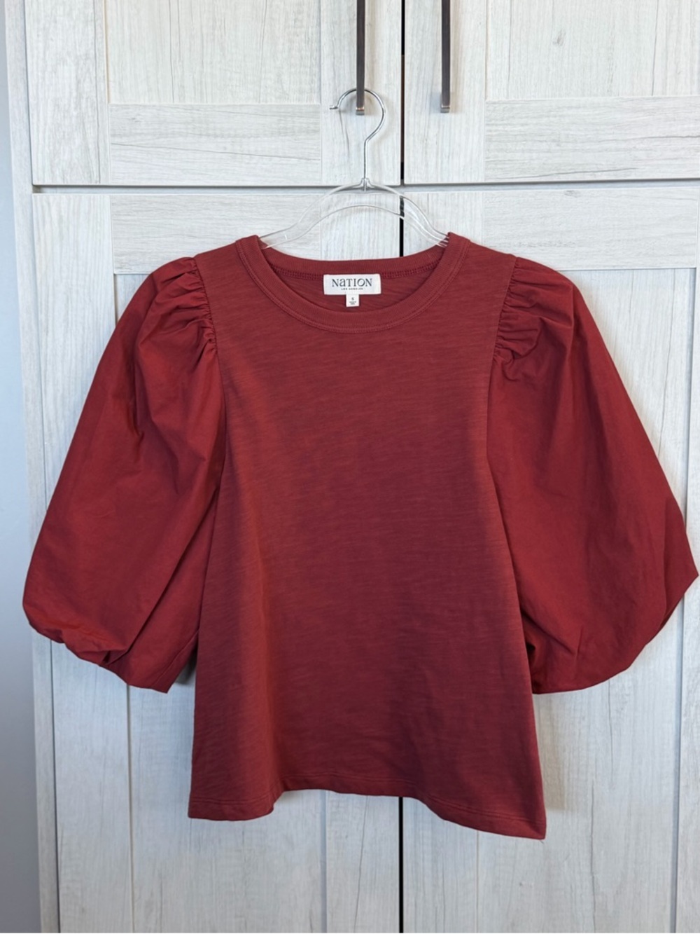 Nation LTD Paola Red Puff Sleeve Top - Picture 8 of 8